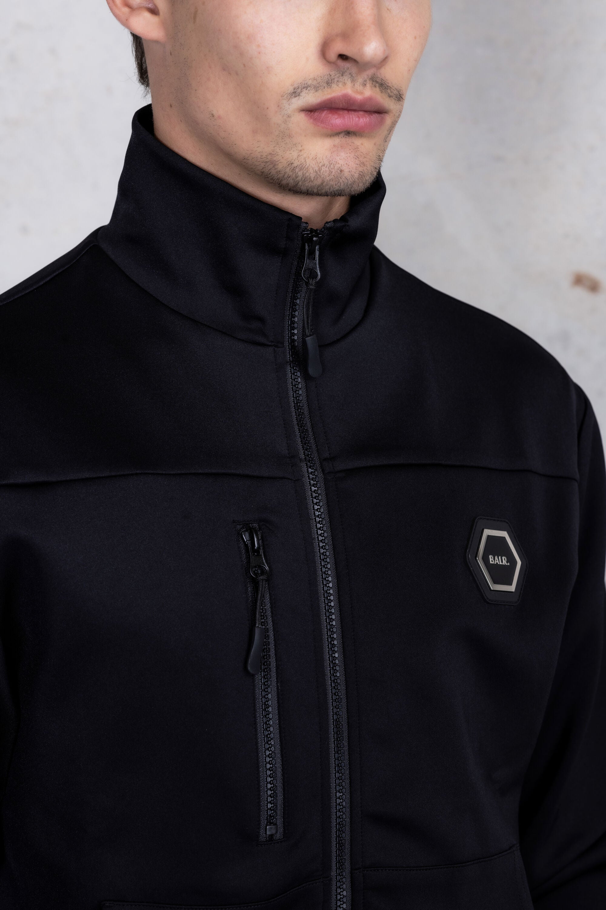 BALR Slim Tech Zip Track Jacket Jet Black