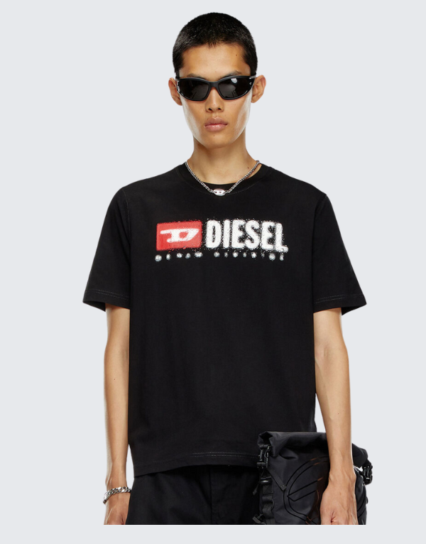 Diesel T-Adjust K14 Short Sleeve T-Shirt In Black (9Xx) Men