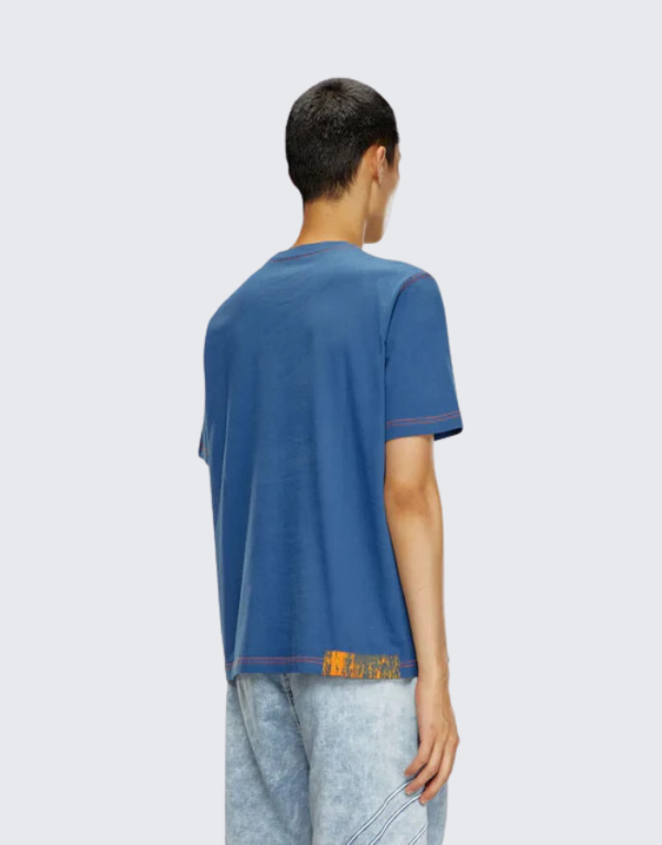 Diesel T-Adjust Q4 Short Sleeve T-Shirt In Light Blue (8Ms) Men