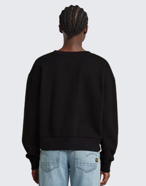 G-Star Raw Logo Loose Fit Sweater In Dark Black  Women