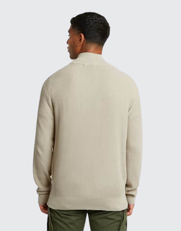 G-Star Raw Serrated Full Zip Knit Sweater In Dark Brick Gold Mens
