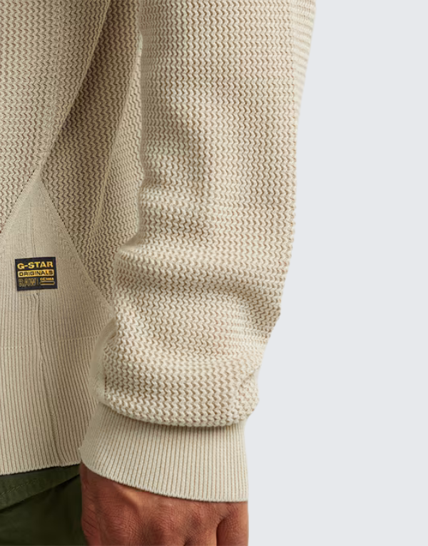 G-Star Raw Serrated Full Zip Knit Sweater In Dark Brick Gold Mens