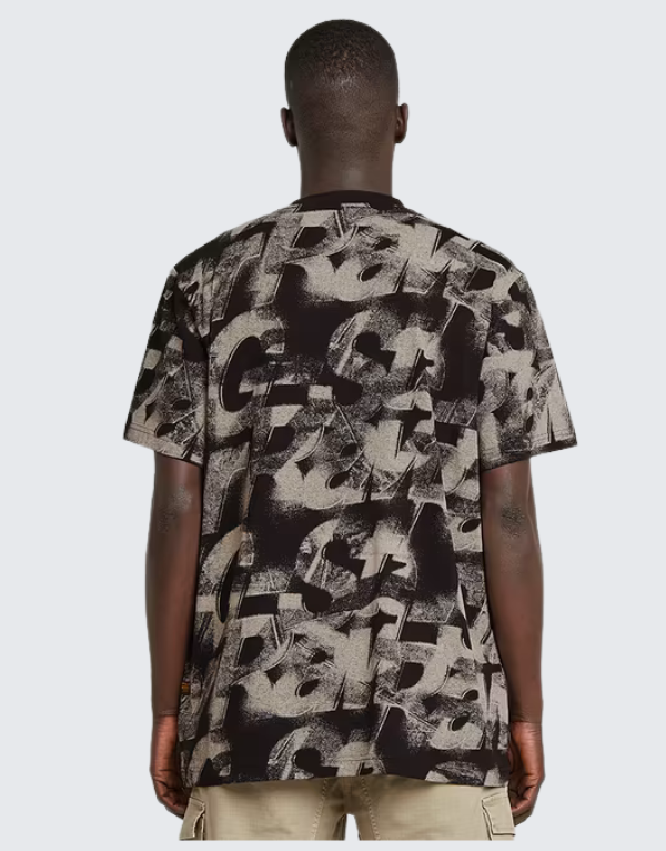 G-Star Raw Sprayed Letters Loose T-Shirt In It Chalk Sprayed Mens